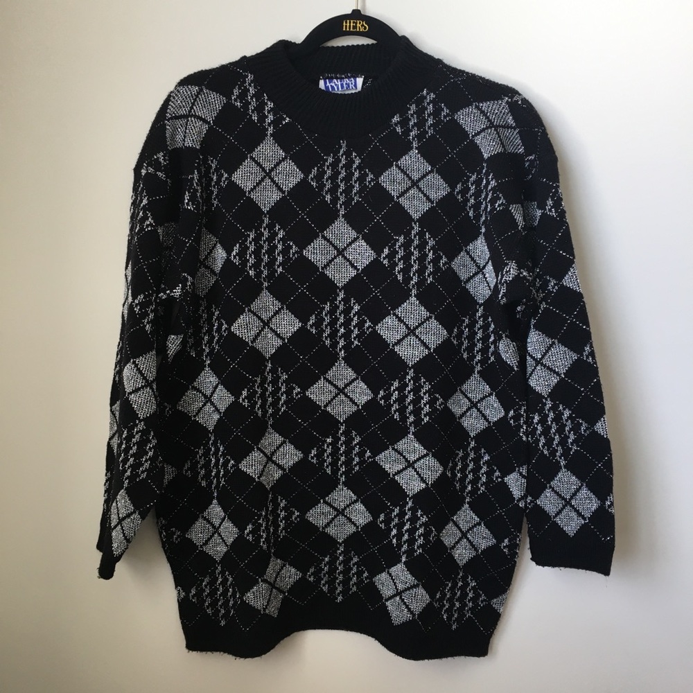 Vintage Laura Tyler Metallic Argyle Sweater